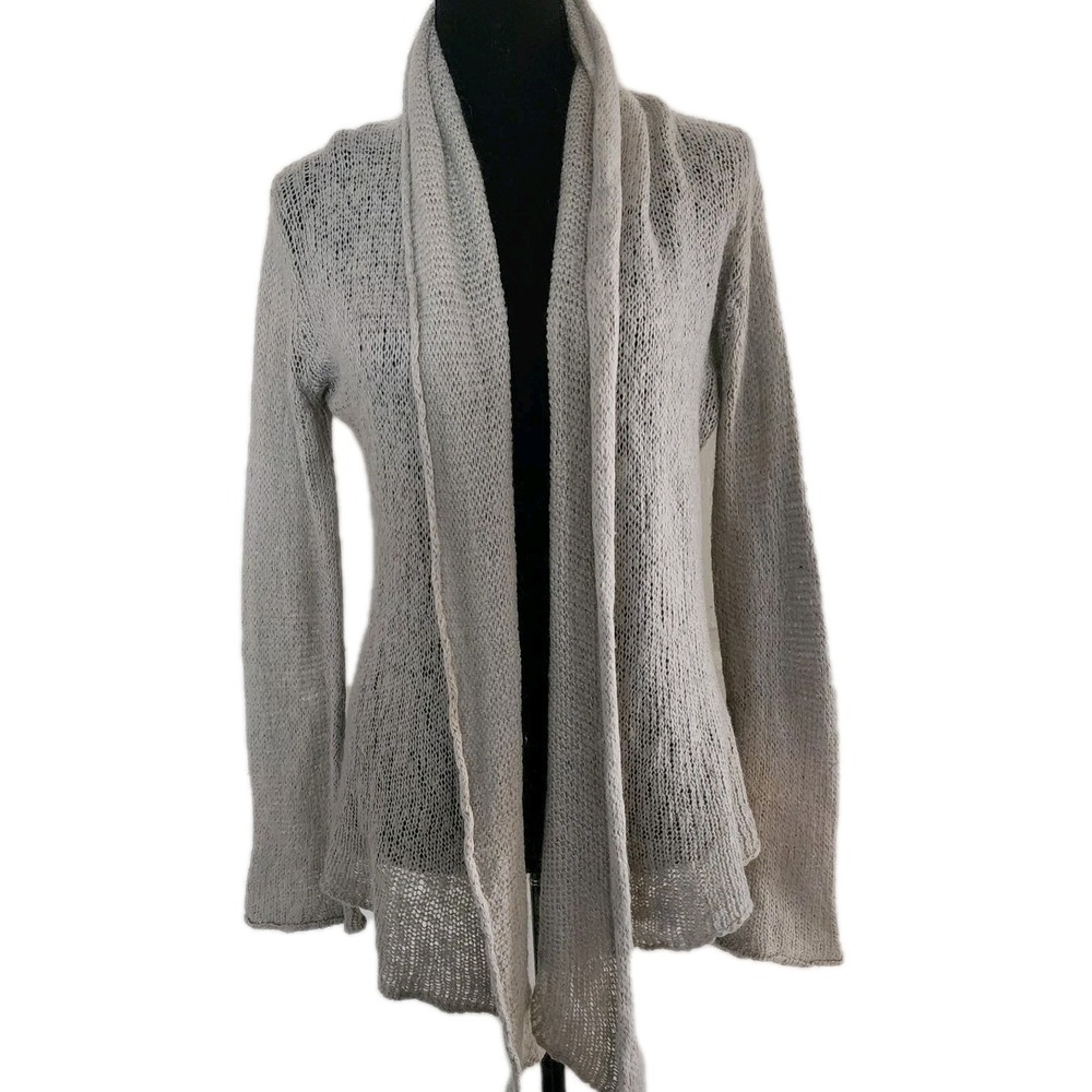 Wooden Ships Anthropologie Women's Gray Cream Cozy Knit Wrap Cardigan Size S‎